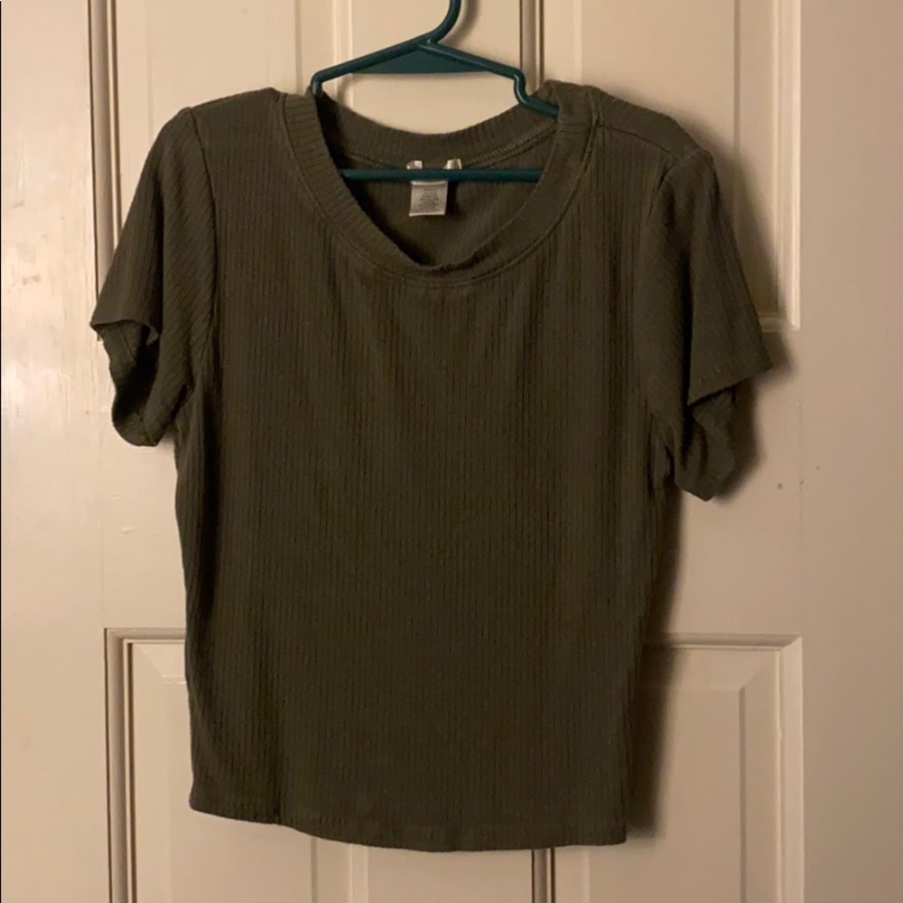 fitted rubber olive green crop top